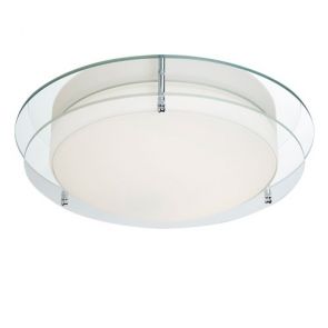  Bathroom Flush Chrome Fitting, Mirror Backplate, Opal Glass BPOSL1409