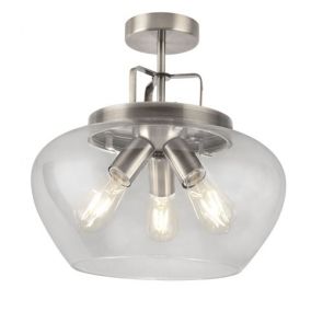  3lt Semi Flush, Satin Silver/Clear BPOSL1437