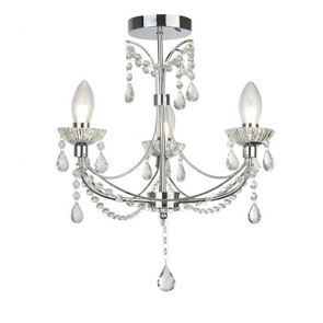  3lt Bathroom Chandalier, Chrome With Crystal Glass BPOSL1445