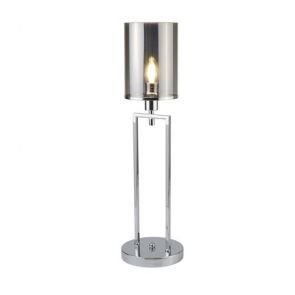  1lt Table Lamp, Chrome, Smoked Glass Shades BPOSL1450