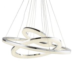  Circle Led 3 Ring Ceiling Pendant, Chrome, Crushed Ice BPOSL1476