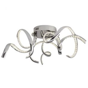  Twirls Arm Led Ceiling Flush, Chrome, Clear Crystal BPOSL1480