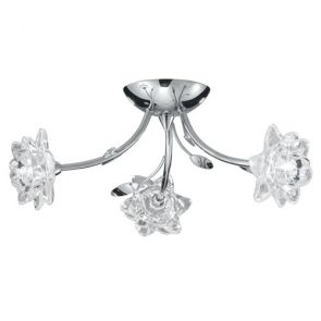  3lt Ceiling Semi-Flush, Chrome, Clear Flower Glass BPOSL1484