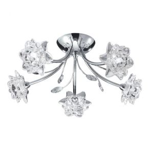  5lt Ceiling Semi-Flush, Chrome, Clear Flower Glass BPOSL1485