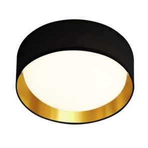  1lt Led Flush Ceiling Light, Acrylic, Black Shade/Gold BPOSL1492