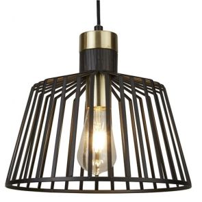  Cage Frame 1lt Pendant, Black And Gold BPOSL1503
