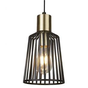  Cage Frame 1lt Pendant, Black And Gold BPOSL1504