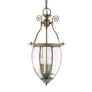  Lantern Bowed Bevelled Glass 3lt Ant/Brass BPOSL1507