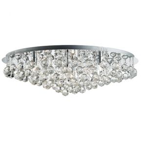  Large 8lt Round Chrome Ceiling Flush, Clear Crystal Balls Drops BPOSL1510