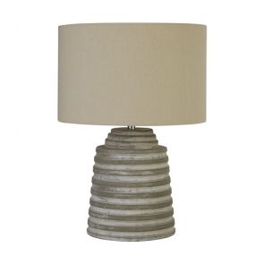  Grey Ridged Cement Table Lamp With Grey Shade BPOSL1511