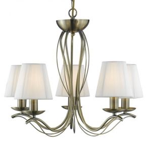  5lt Ceiling, Antique Brass, Cream String Shades BPOSL1522