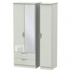 Modena Tall Triple 2 Drawer Mirror Robe