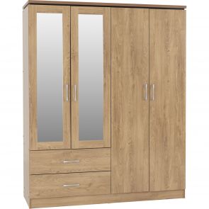 Bridford 4 Door 2 Drawer Mirrored Wardrobe