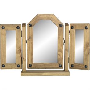 Waxed Pine Bedroom Triple Swivel Mirror