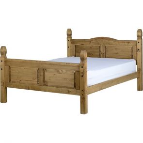 Waxed Pine Bedroom 5'0 Bed High Foot End