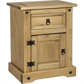 Waxed Pine Bedroom 1 Drawer 1 Door Bedside Cabinet