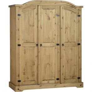 Waxed Pine Bedroom 3 Door Wardrobe