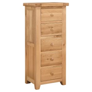 Chalkwell Oak Bedroom 5 Drawer Tall Chest