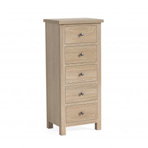 Mansion House Oak White Wash 5 Drawer Tall Chest