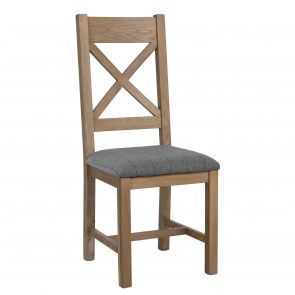 Hereford Dining Cross Back Dining Chair Grey Check (sold In Pairs)