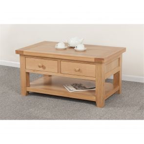 Chalkwell Oak Dining Coffee Table with 2 Drawers