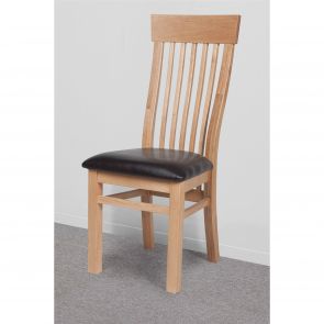 Chunky Oak Dining Oak Curved Back Dining Chair with Leather Pad