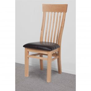 Chalkwell Oak Dining Oak Curved Back Dining Chair with Leather Pad(Sold In Pairs)