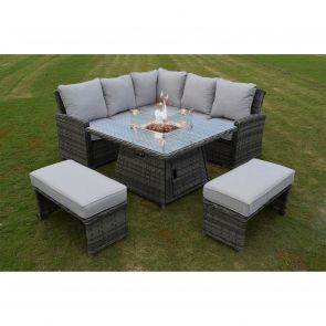 BFS Outdoor Andover 4 Seater Round Fire Pit Dining Set