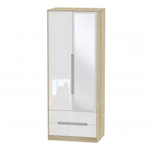 Naples Tall 2ft6in 2 Drawer Mirror Robe