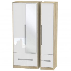 Naples Tall Triple 2 Drawer Mirror + Drawer Robe