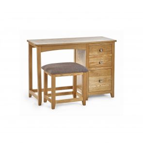 Montrose Oak Single Pedestal Dressing Table + Stool Set