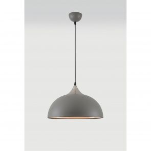 Bfs Lighting Alicia 38cm Small Pendant, 1 x E27, Sand Grey/Satin Nickel