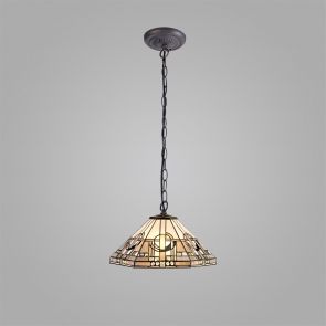 Bfs Lighting Areta 1 Light  Pendant E27 With 40cm Shade, White/Grey IL4200KHS