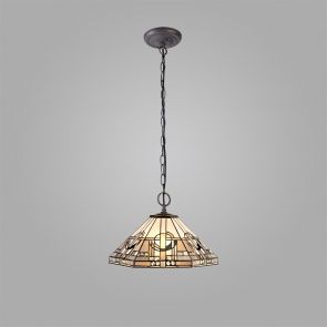 Bfs Lighting Areta 2 Light  Pendant E27 With 40cm Shade, White/Grey/Black IL5200KHS