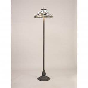 Bfs Lighting Areta 2 Light gonal Floor Lamp E27 With 40cm Shade, White/Grey IL9200KHS