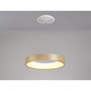 Bfs Lighting Asia Dimmable Pendant 47cm Round 1 x 30W LED 3000K, 1595lm, Oak/Matt White,     