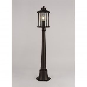 Bfs Lighting Azra Single Headed Post Lamp, 1 x E27, Antique Bronze/Clear Glass, IP54,     IL2