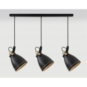 Bfs Lighting Beah Linear Pendant, 3 x E27, Matt Black/Antique Brass/Khaki IL9277HS