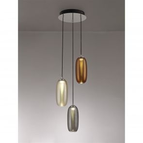 Bfs Lighting Bethany Multiple Pendant, 3 x 8W LED, 4000K, 2160lm, Smoked, Copper & Champagne/