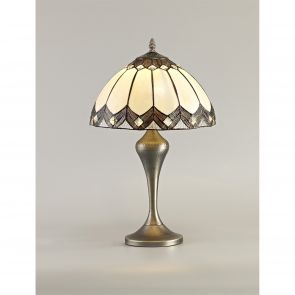 Bfs Lighting Bridget Table Lamp, 1 x E27, Ant Brass Base/Crachel/Brown Glass/Clear Crystal IL