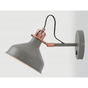 Bfs Lighting Bronx Adjustable Wall Lamp Switched, 1 x E27, Sand Grey/Copper/White