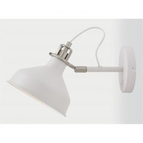 Bfs Lighting Bronx Adjustable Wall Lamp Switched, 1 x E27, Sand White/Satin Nickel/White