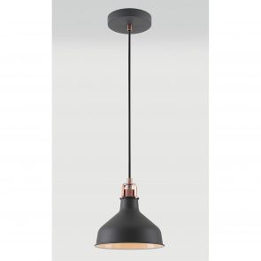 Bfs Lighting Bronx Small Pendant, 1 x E27, Graphite/Copper/White