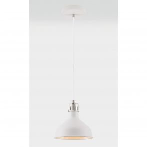 Bfs Lighting Bronx Small Pendant, 1 x E27, Sand White/Satin Nickel/White