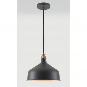 Bfs Lighting Bronx Medium Pendant, 1 x E27, Graphite/Copper/White