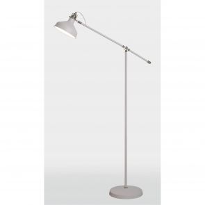 Bfs Lighting Bronx Adjustable Floor Lamp, 1 x E27, Sand White/Satin Nickel/White