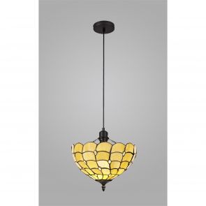Bfs Lighting Camillie 1 Light  Pendant E27 With 30cm Shade, Beige/Clear Crystal/Black IL3300K
