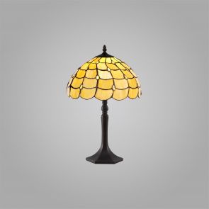 Bfs Lighting Camillie 1 Light gonal Table Lamp E27 With 30cm Shade, Beige/Clear Crystal IL630