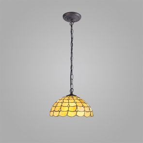 Bfs Lighting Camillie 1 Light  Pendant E27 With 40cm Shade, Beige/Clear Crystal IL7400KHS