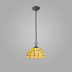 Bfs Lighting Camillie 2 Light  Pendant E27 With 30cm Shade, Beige/Clear Crystal IL8300KHS